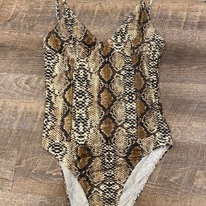 SHEIN Snakeskin Print Cami Cheeky Bodysuit